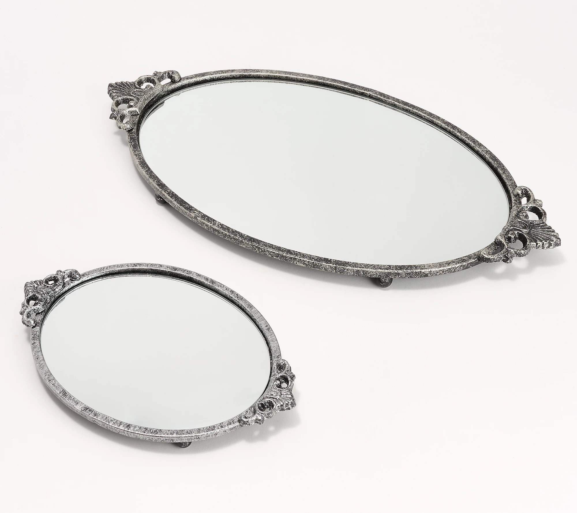 As Is Cozy Cottage by Liz Marie Set/2 Vintage Mirror Trays | QVC