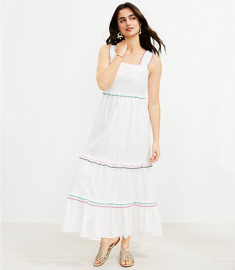 Rainbow Ruffle Strappy Tiered Maxi Dress | LOFT | LOFT