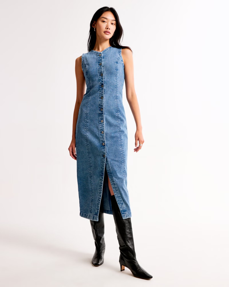 Women's The A&F Mara High-Neck Vest Midi Dress | Women's Dresses & Jumpsuits | Abercrombie.com | Abercrombie & Fitch (US)