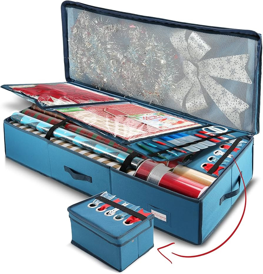 Wrapping Paper Storage Organizer Container - Christmas Wrapping Paper Rolls Storage, Under-Bed St... | Amazon (US)