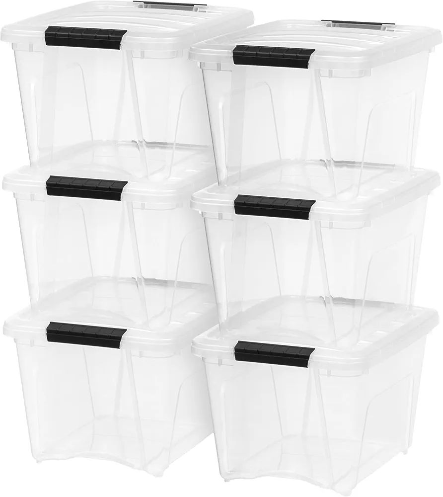 IRIS USA 19 Quart Stack & Pull™ Box, Clear with Black Handles, Set of 6 | Amazon (US)