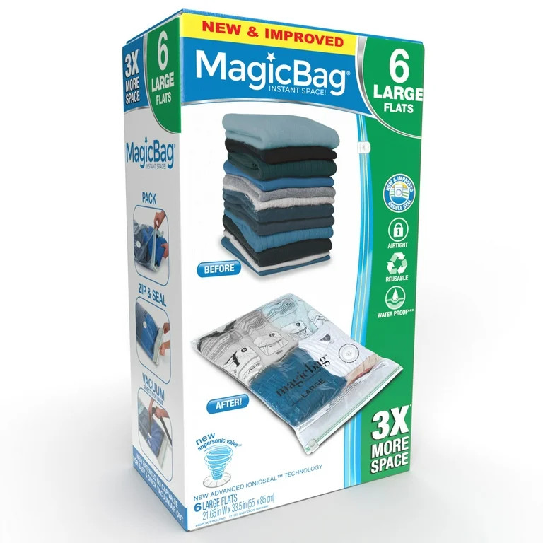 MagicBag Smart Design Instant Space Saver Storage - Flat Large - Set of 6 Bags Total - Walmart.co... | Walmart (US)