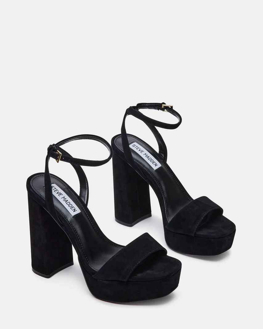 LESSA Black Suede Platform Block Heel | Women's Heels | Steve Madden (US)