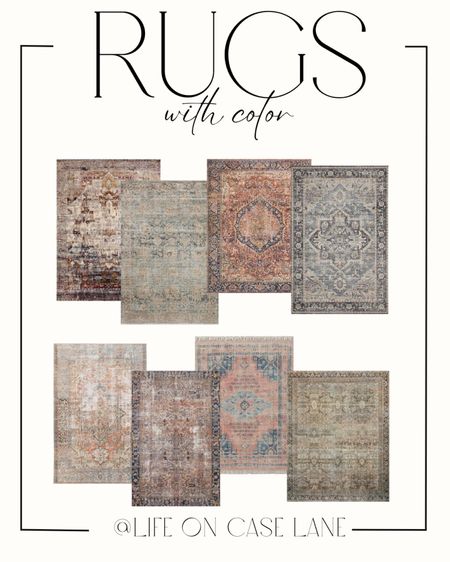 Color rugs, vintage rugs, vintage inspired rugs, Loloi rugs, colorful rugs 