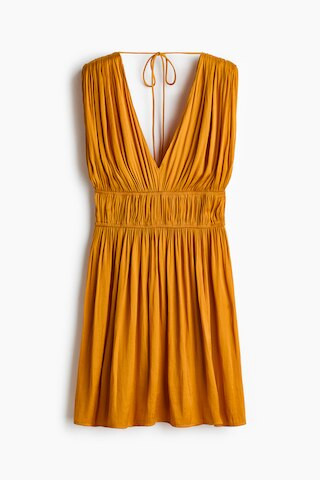 H & M - Draped Tie-Detail Dress - Mustard Yellow | H&M (US + CA)