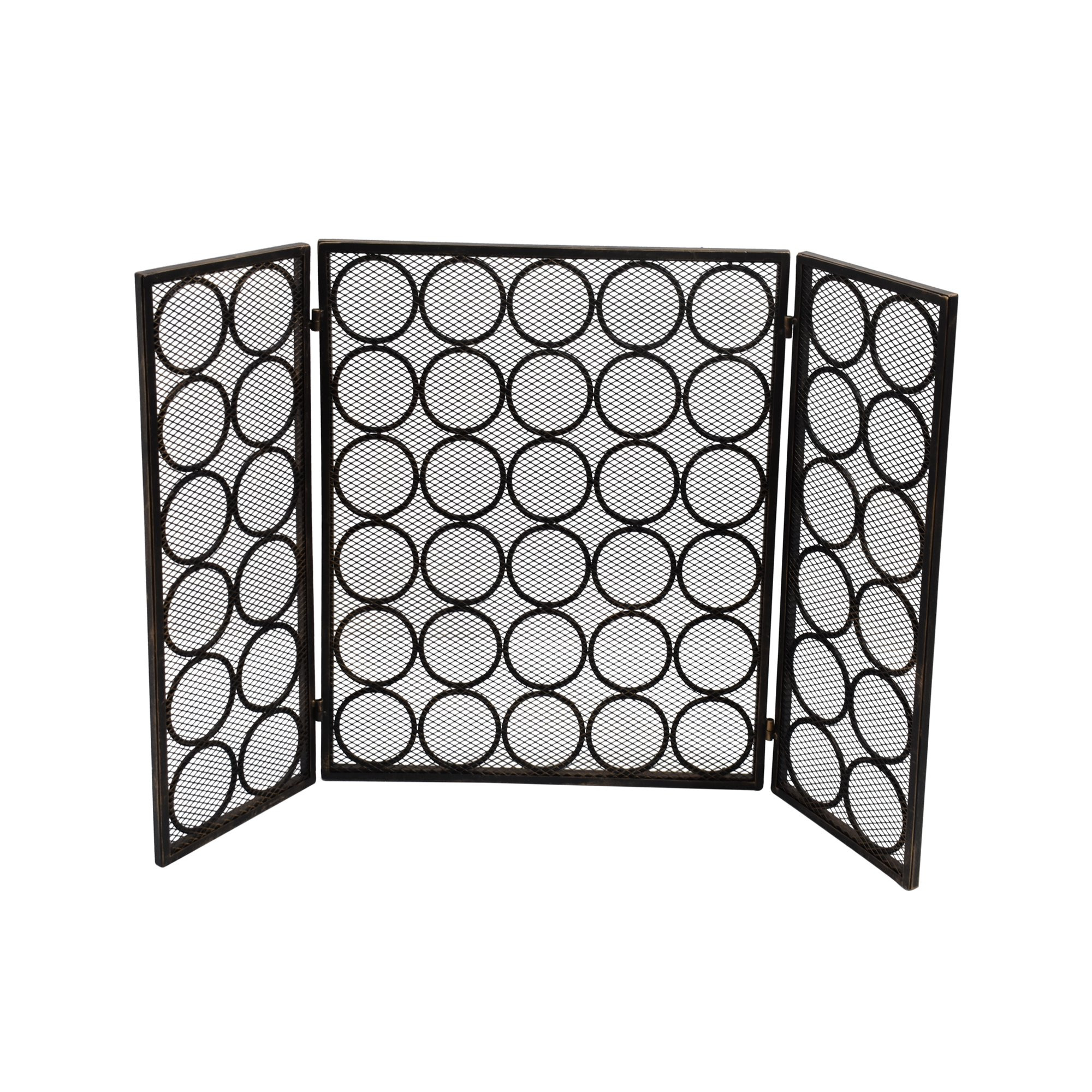 Noble House Valentin Modern Three Panel Iron Firescreen, Black Gold Finish | Walmart (US)