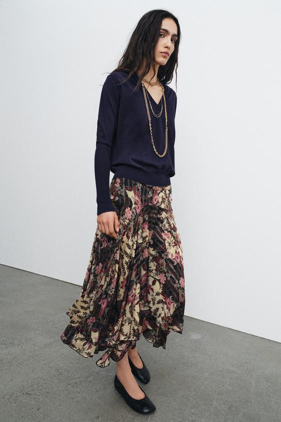 ZW COLLECTION FLORAL PRINT SKIRT | Zara US