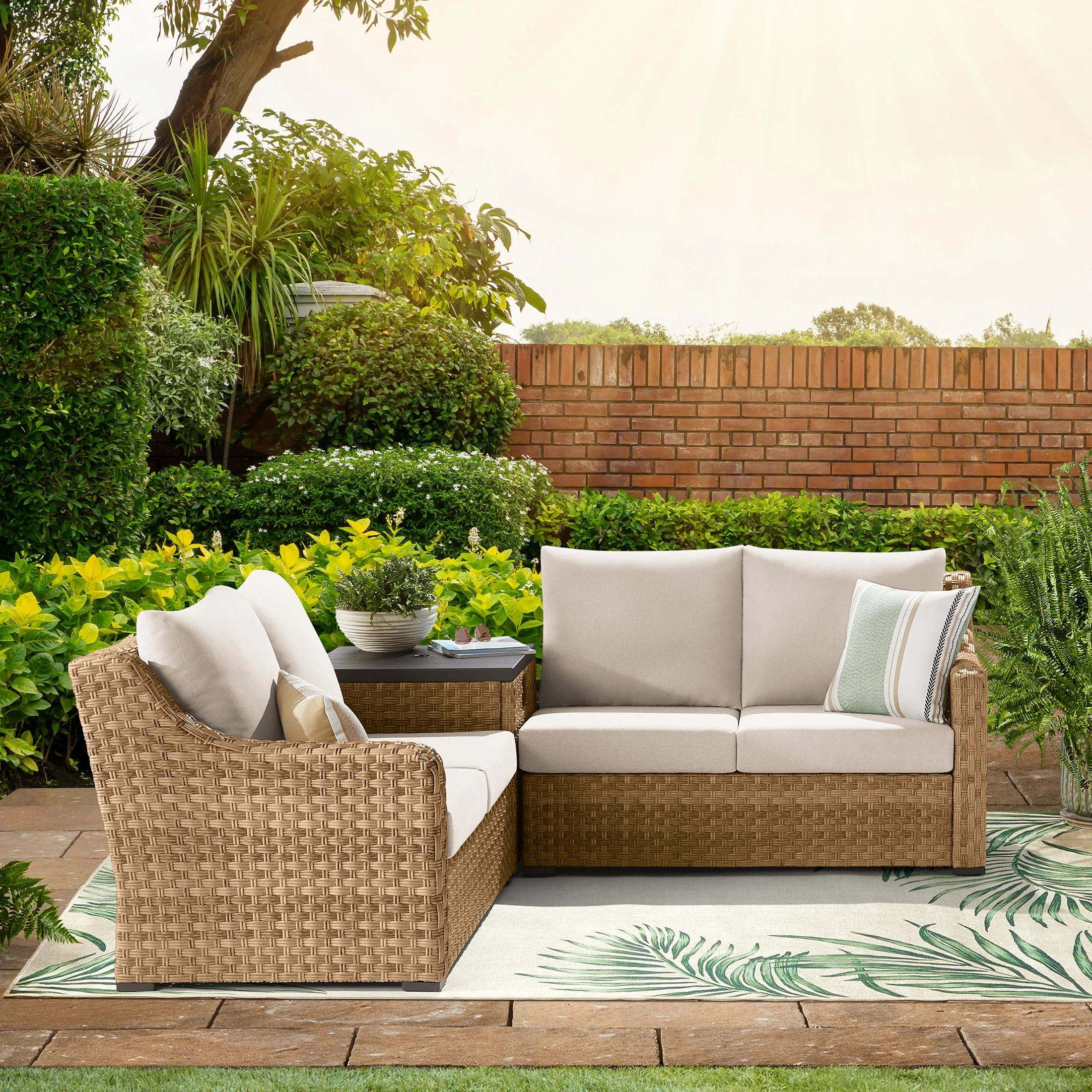 Better Homes & Gardens River Oaks 3-Piece Outdoor Sectional Set, Natural | Walmart (US)