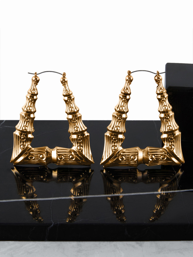CHICVUE 1 Pair Fashionable, Simple, Elegant, European-Style Bamboo Hoop Earrings | SHEIN