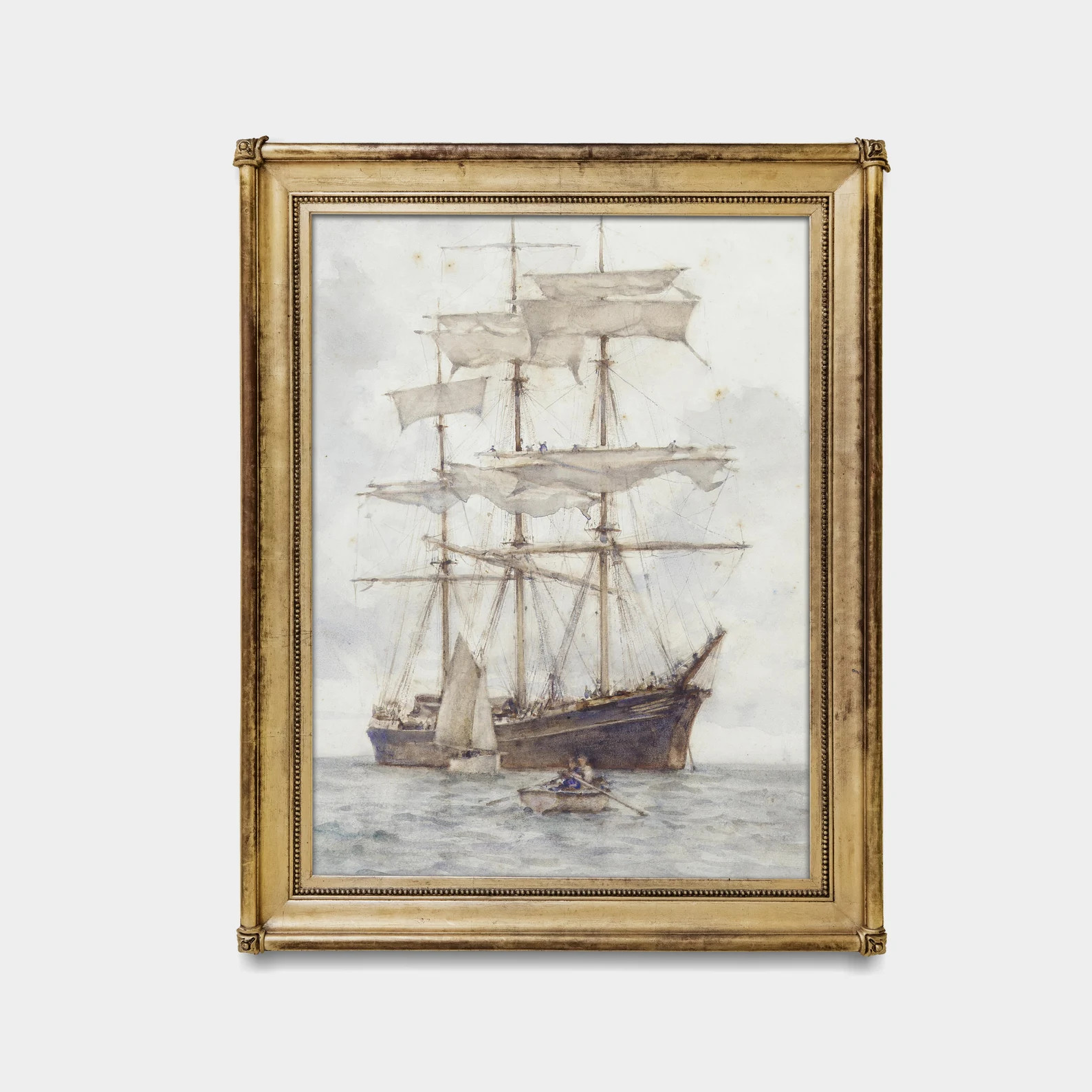 Vintage Painting Antique Sailing Boat Print Muted Seascape Art Neutral Printable Wall Art Ship Co... | Etsy (CAD)