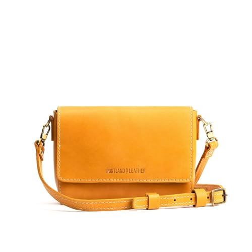 Portland Leather Goods Metro Crossbody Bag for Women – Handmade from from the Finest Full-Grain Hides – Features Interior Pocket & Magnetic Closure with Adjustable Strap – Sunflower | Amazon (US)