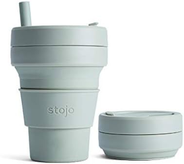 Stojo Collapsible Coffee Cup | Reusable To Go Large Pocket Size Travel Cup – Sage Green, 16oz /... | Amazon (US)