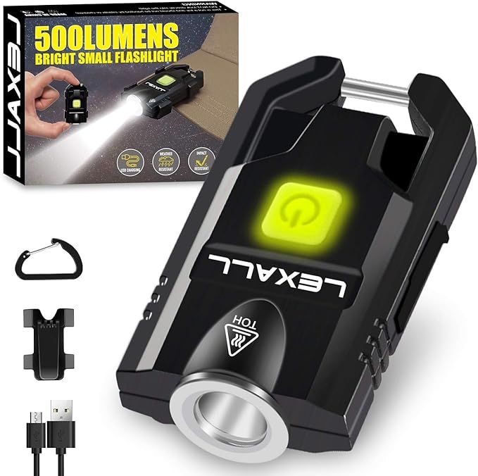 LED Small Flashlight, 500Lumens Bright Mini Keychain Light, Portable USB Rechargeable Pocket Ligh... | Amazon (US)