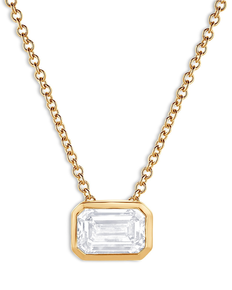 Bloomingdale's Fine Collection Certified Lab Grown Emerald Cut Diamond Bezel Set Pendant Necklace in 18K Yellow Gold, 2.0 tcw | Bloomingdale's (US)