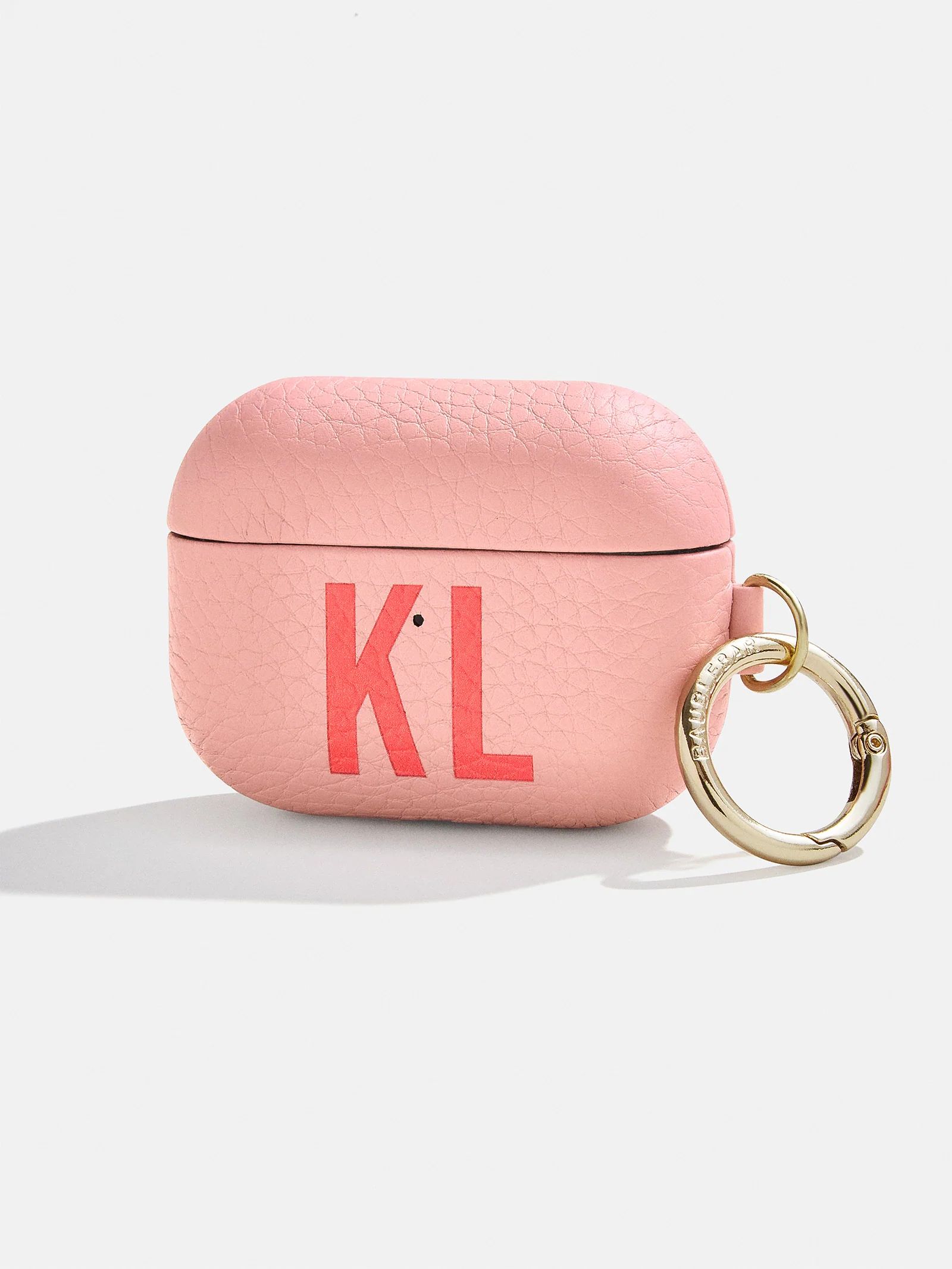 Custom Leather Initial AirPod Pro Case - Light Pink / Dark Pink | BaubleBar (US)