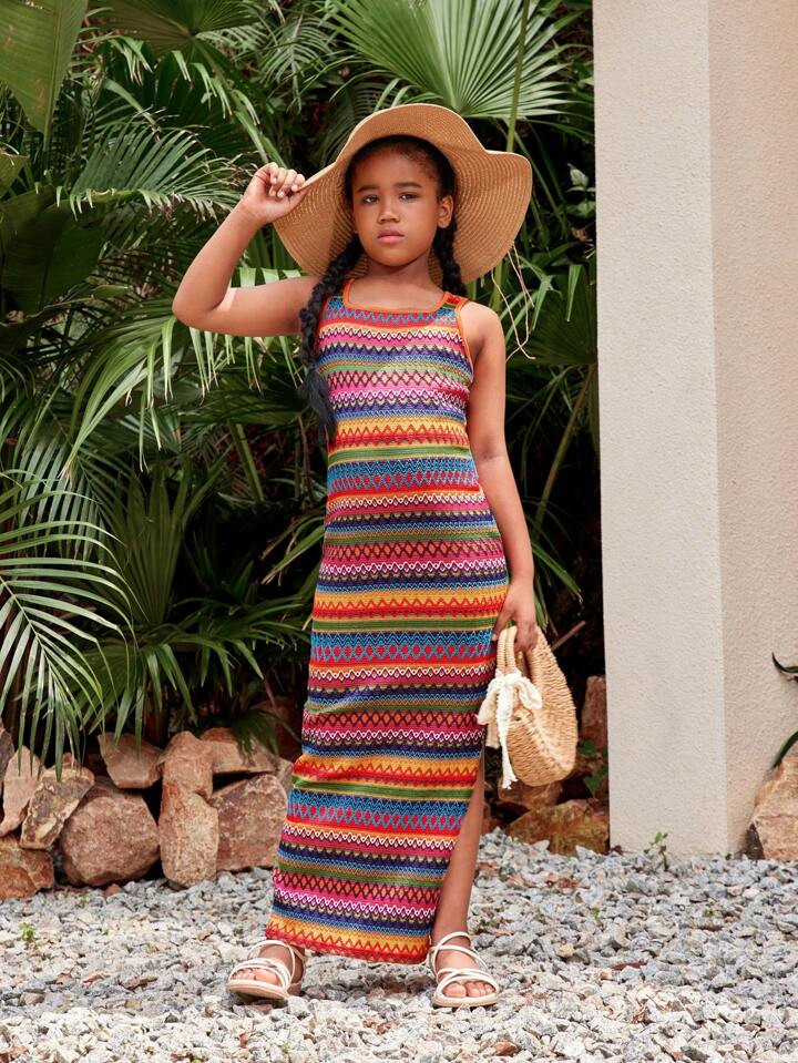 SHEIN Tween Girl Casual Sleeveless Bodycon Dress For Vacation | SHEIN USA | SHEIN