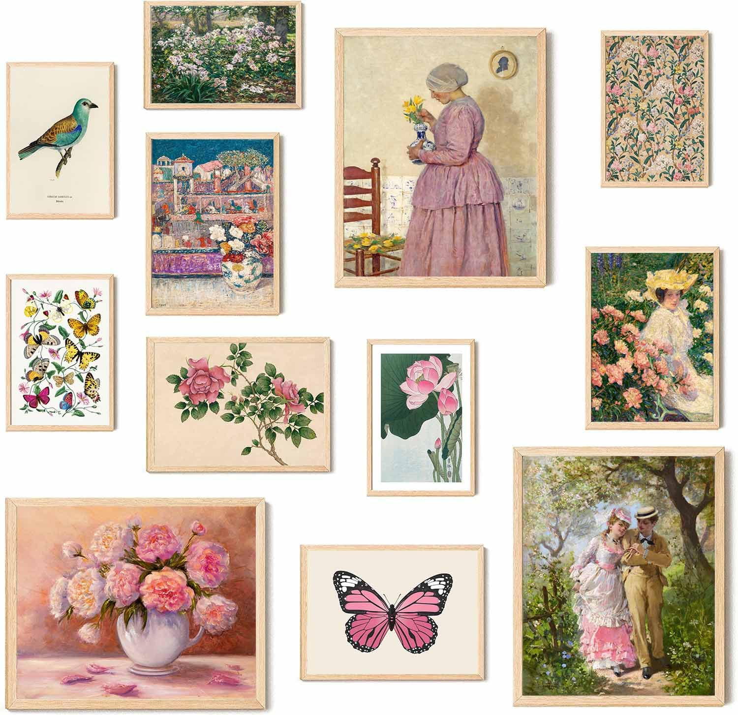 ASTRDECOR Pink Coquette Room Decor Aesthetic Pictures Set of 12, Vintage Eclectic Wall Art Prints... | Amazon (US)
