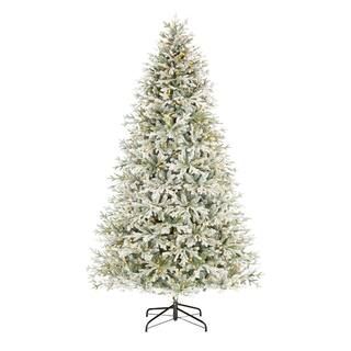 9 ft Kenwood Fraser Fir Flocked Pre-Lit LED Artificial Christmas Tree with 1200 Warm White Micro ... | The Home Depot
