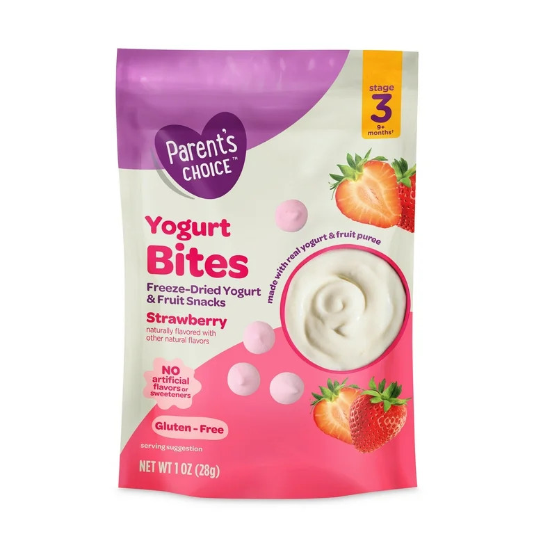 Parent’s Choice™ Strawberry Stage 3 Toddler Yogurt Bites Snack, 1 oz Pouch | Walmart (US)
