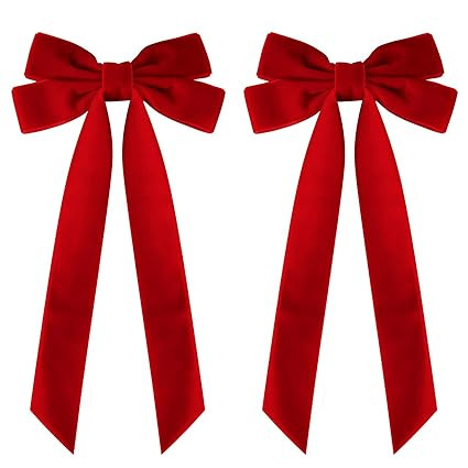 2PCS Velvet Hair Bows Red Hair Ribbon Clips Big Fall Alligator Clips Hair Accessories for Women G... | Amazon (US)