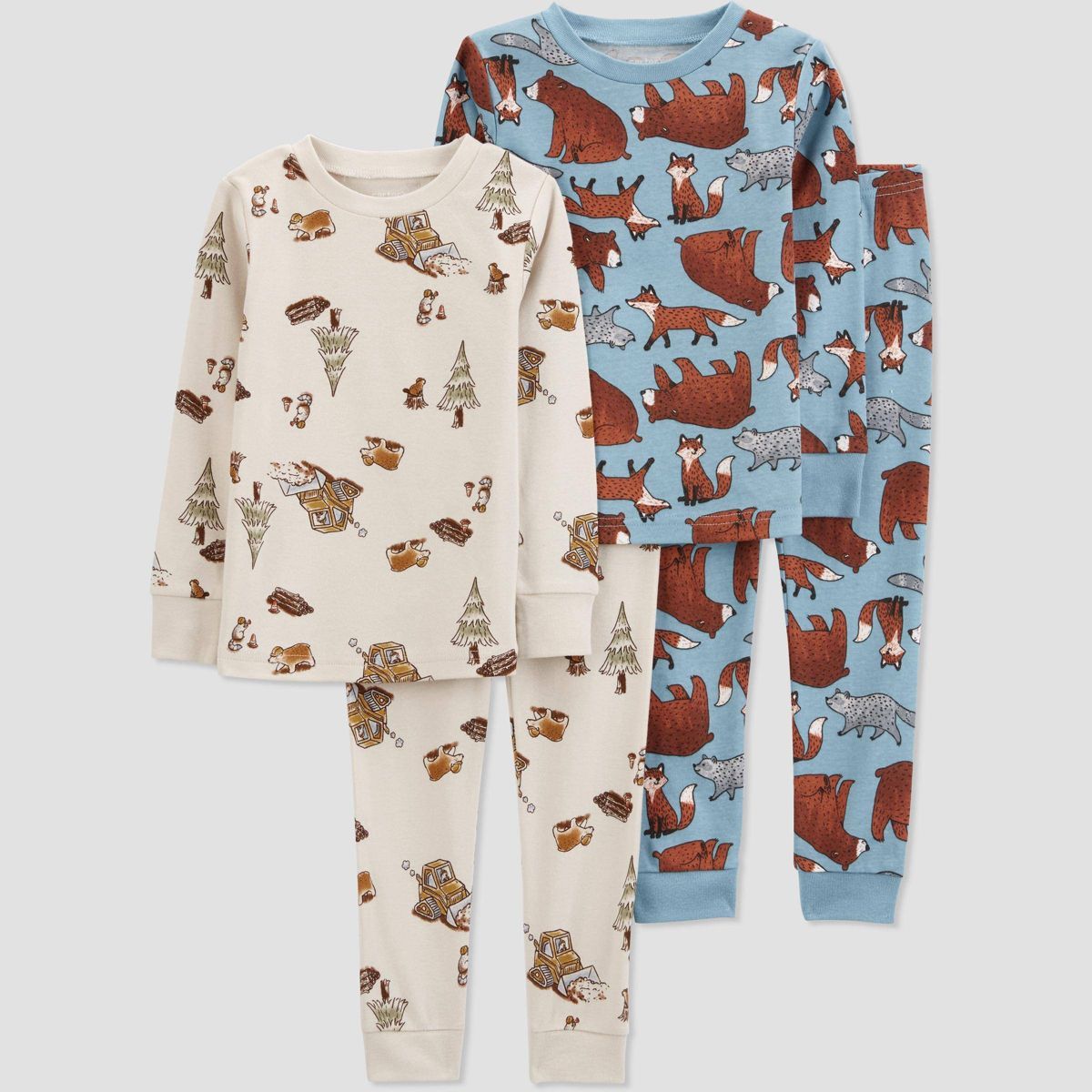 Carter's Just One You® Toddler Boys' Bears and Woodland Long Sleeve Pajama Set - Cream/Blue | Target