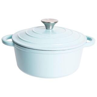 2.8 qt. Round Cast Iron Dutch Oven in Light Blue with Lid | The Home Depot