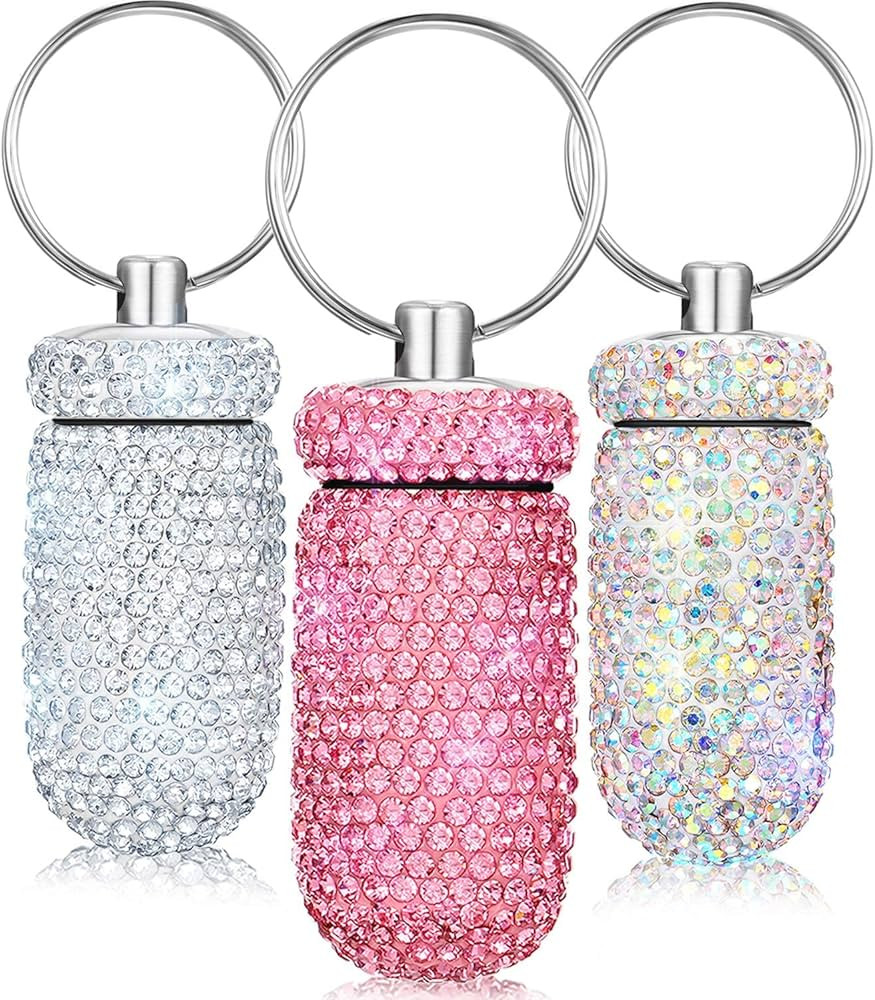 3 Pieces Bling Pill Container Portable Pill Bottle Case Waterproof Travel Pill Holder Storage wit... | Amazon (US)