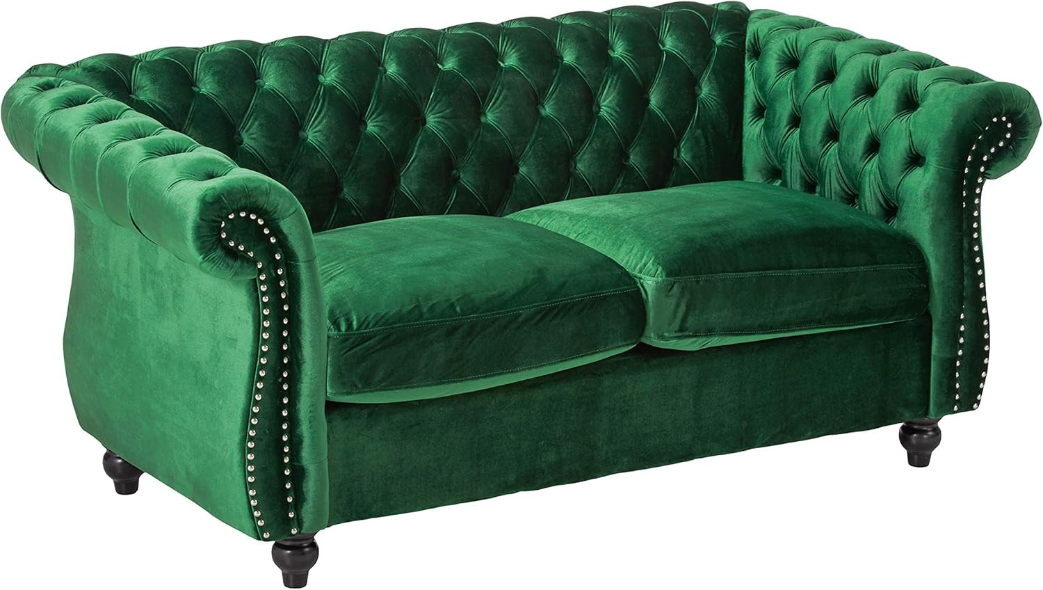 Christopher Knight Home Karen Traditional Chesterfield Loveseat Sofa, Emerald and Dark Brown, 61.... | Amazon (US)