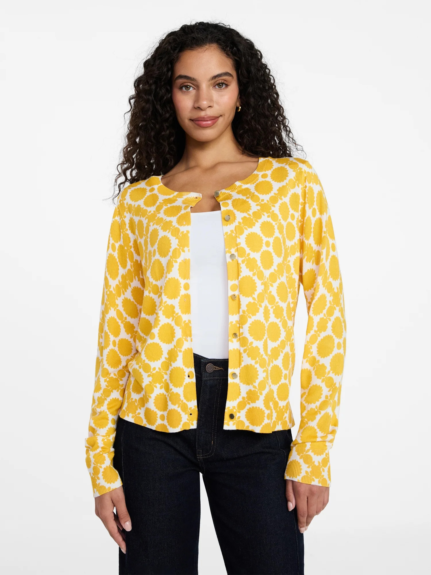 Time and Tru Women's Fine Gauge Cardigan Sweater with Long Sleeves, Lightweight, Sizes XS-XXXL | Walmart (US)