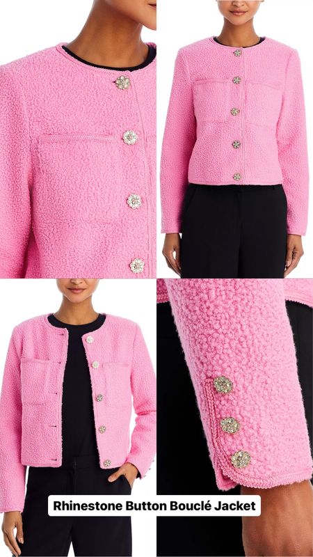 I absolutely need this. The chicest Rhinestone Button Bouclé Jacket 💓 #pink #ladyjacket 

#LTKworkwear #LTKMostLoved #LTKSeasonal