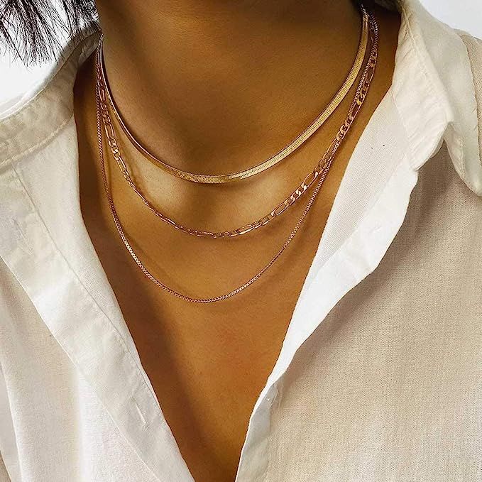 Jeairts Punk Layered Necklace Snake Bone Choker Necklaces Minimalist Necklace Chain Jewelry for W... | Amazon (US)