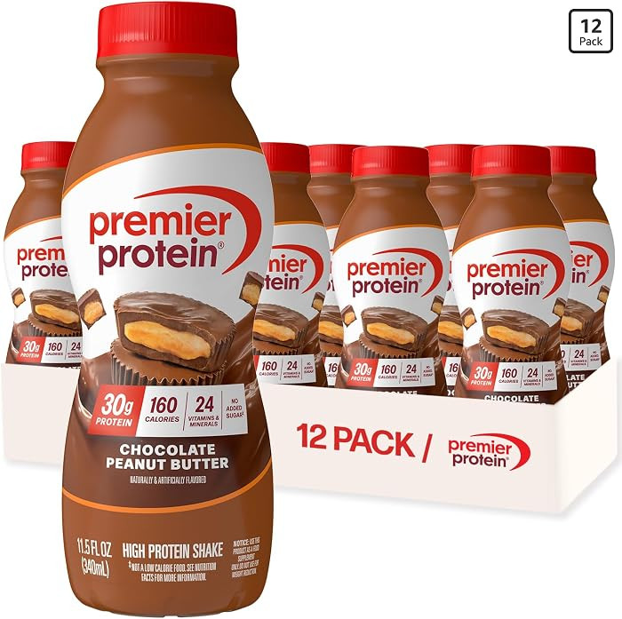 Premier Protein Shake, Chocolate Peanut Butter, 30g Protein, No Added Sugar, 24 Vitamins & Minera... | Amazon (US)
