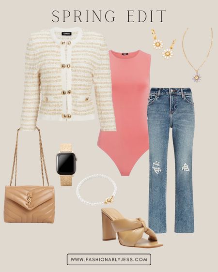 Obsessed with this chic spring look! Perfect for a brunch look this spring! Spring outfit idea, chic spring look, bodysuit, jeans, full outfit

#LTKshoecrush #LTKstyletip #LTKFind