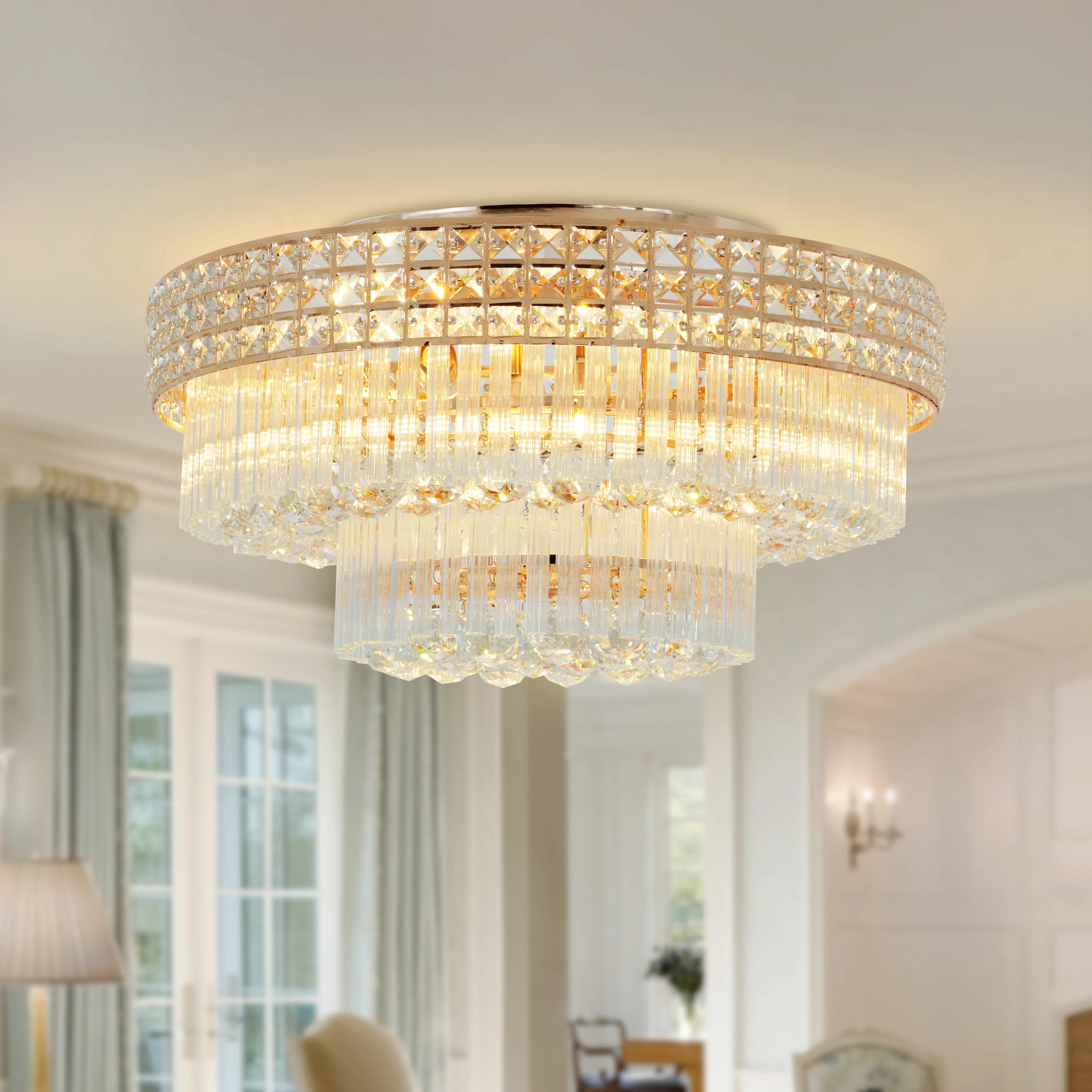 Rosdorf Park 24" Modern Dimmable 5 - Light K9 Crystal Tiered Chandelier & Reviews | Wayfair | Wayfair North America