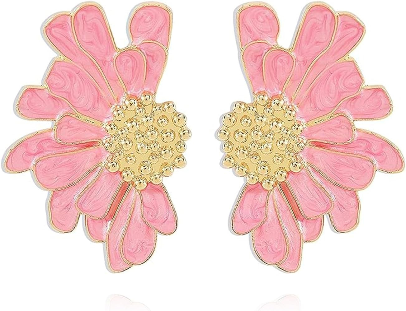 Bohemian Oversized Vintage Daisy Flower Stud Earrings for Women Exaggerated Jewelry | Amazon (US)