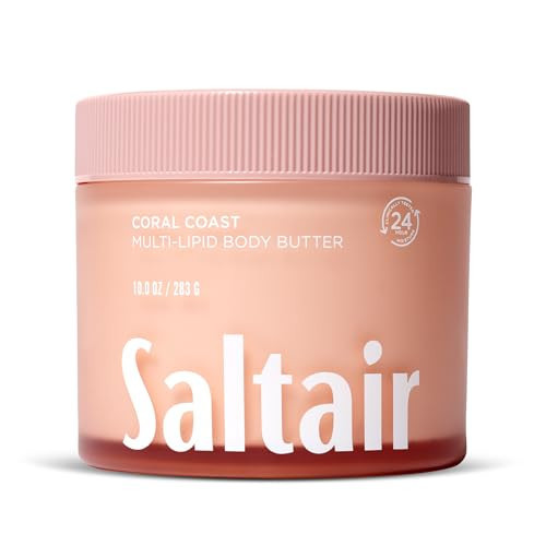 Saltair Multi-Lipid Body Butter – Hydrating 24-Hour Moisture – Body Cream for Soft Skin & Barrier Support – Ceramides, Coconut Oil & Shea Butter for Dry Skin Care – Coral Coast, 10oz | Amazon (US)
