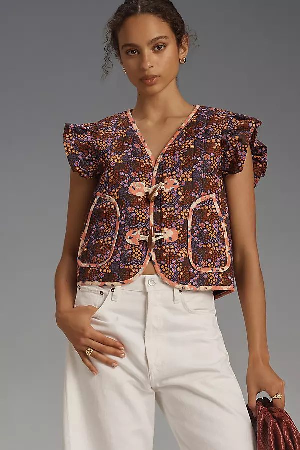 DOLAN Printed Ruffled Toggle Vest | Anthropologie (US)