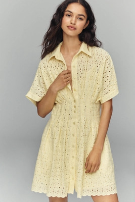 The Tobie Eyelet Mini Shirt Dress by Exquise | Anthropologie (US)