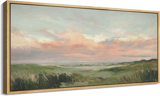 SIGNFORD Extra Large Framed Canvas Print Wall Art Pastel Sunset Field Soft Impressionist Landscap... | Amazon (US)
