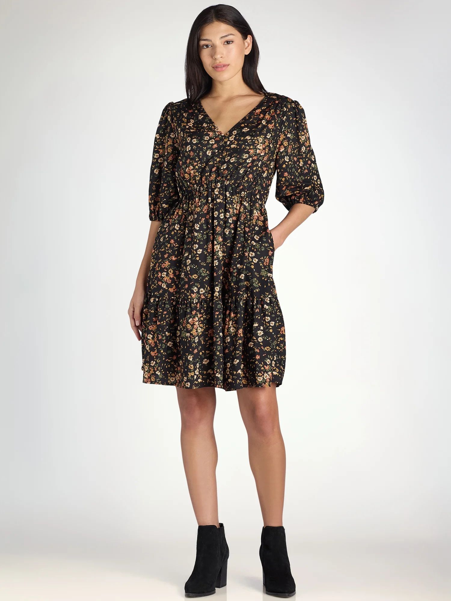 Time and Tru Women's Puff Sleeve Mini Dress, Sizes XS-XXXL | Walmart (US)