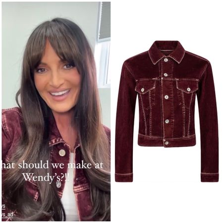 Lisa Barlow’s Maroon Denim Jacket in her @wendys ad 📸 = @lisabarlow14