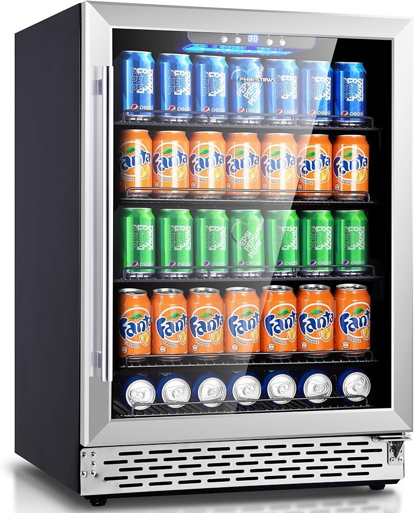 Phiestina Beverage Refrigerator 175 Cans Under Counter Beer Cooler 24 inch Quiet Built-in or Free... | Amazon (US)
