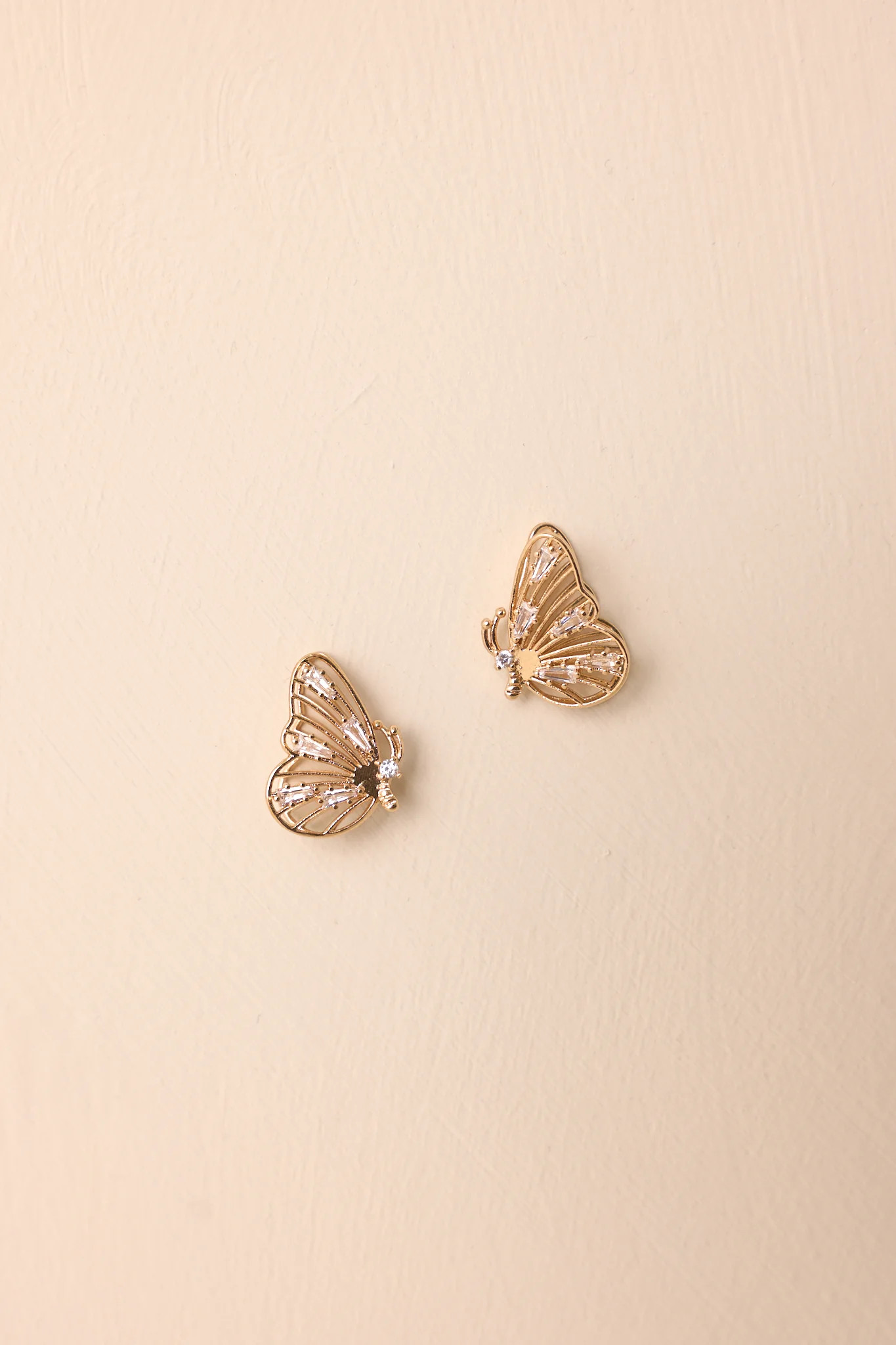 Just Wingin' It Gold Butterfly Earrings | Red Dress