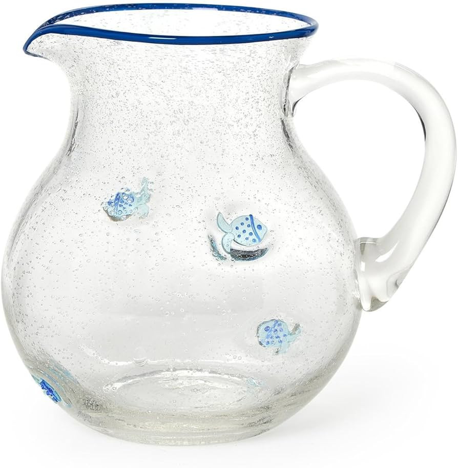 Two's Company Fish Clear Bubble Serving Pitcher with Hand-Painted Rim, 100-Ounce, Glass | Amazon (US)