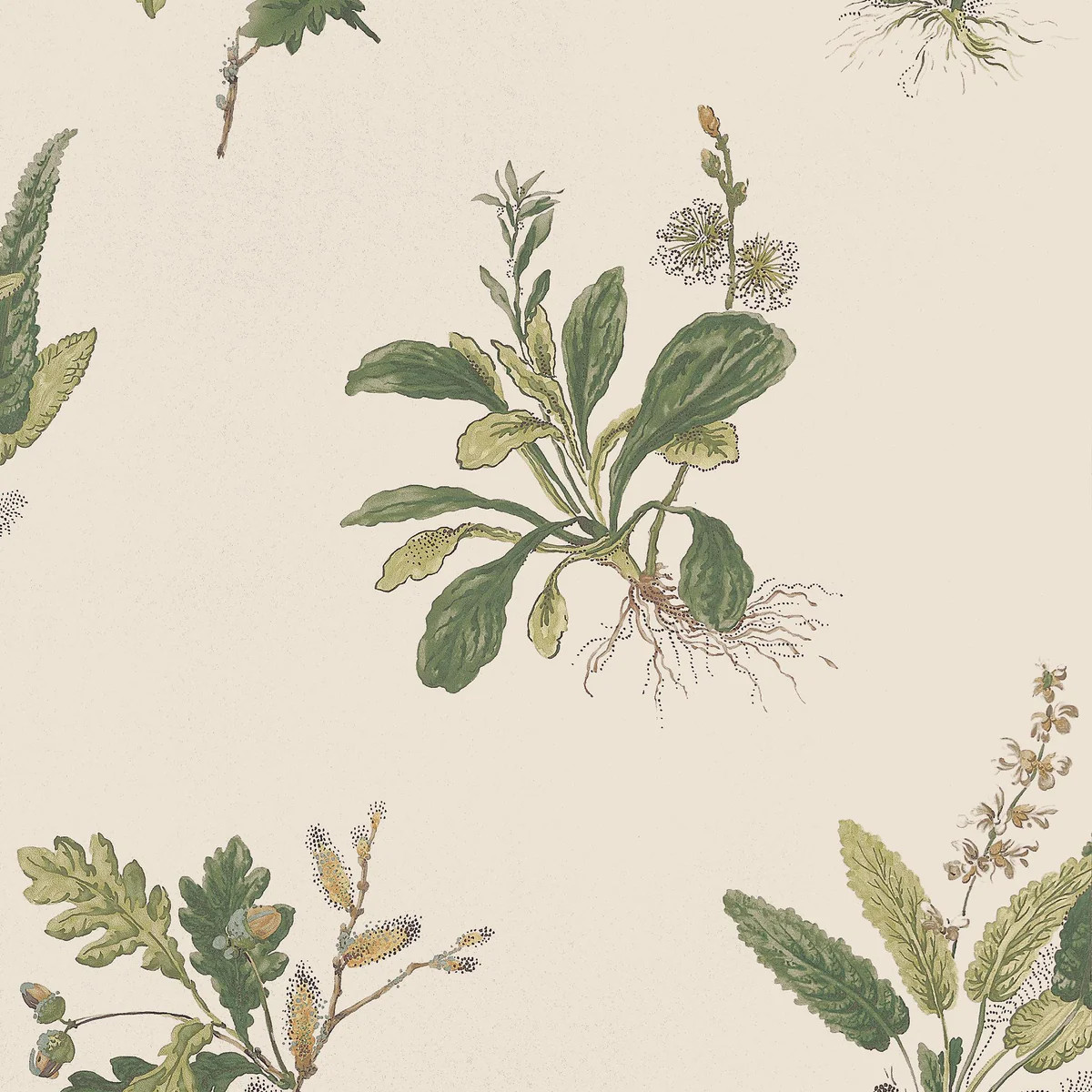 Anna French Woodland Green On Natural Wallpaper | DecoratorsBest
