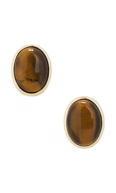 SHASHI Cecillia Stud Earring in Gold & Brown from Revolve.com | Revolve Clothing (Global)