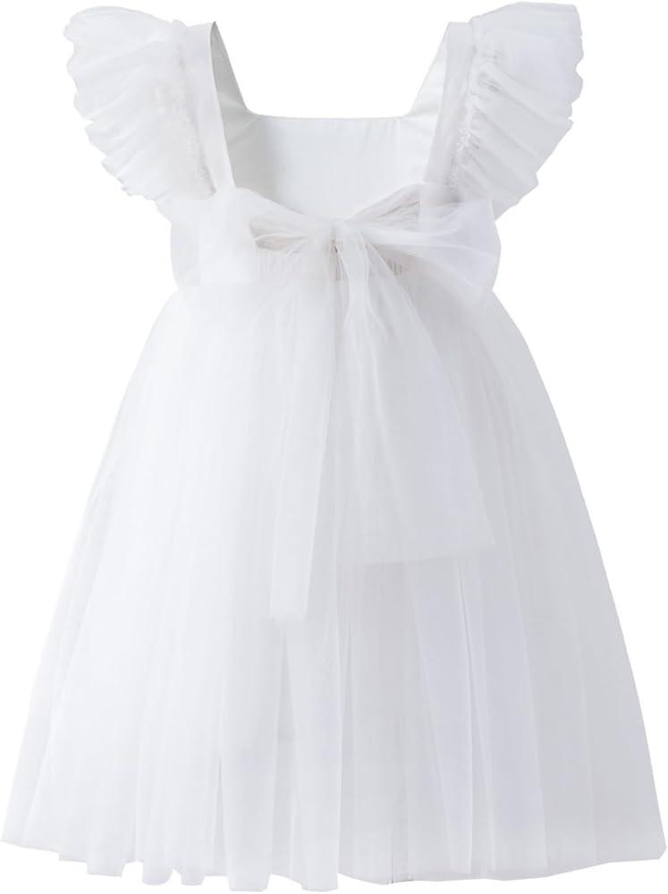 Tutu.kk Toddler Girls Vintage Party Dress Ruffled Sleeve A-Line Tulle Flower Girl Dresses for Wed... | Amazon (US)