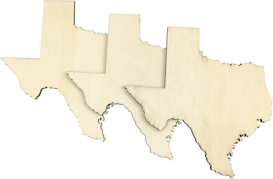 30 Pack 4 Inch Wooden Texas State Shaped Cutouts Unfinished Wood Texas Map Sign Craft Gift Tags T... | Amazon (US)