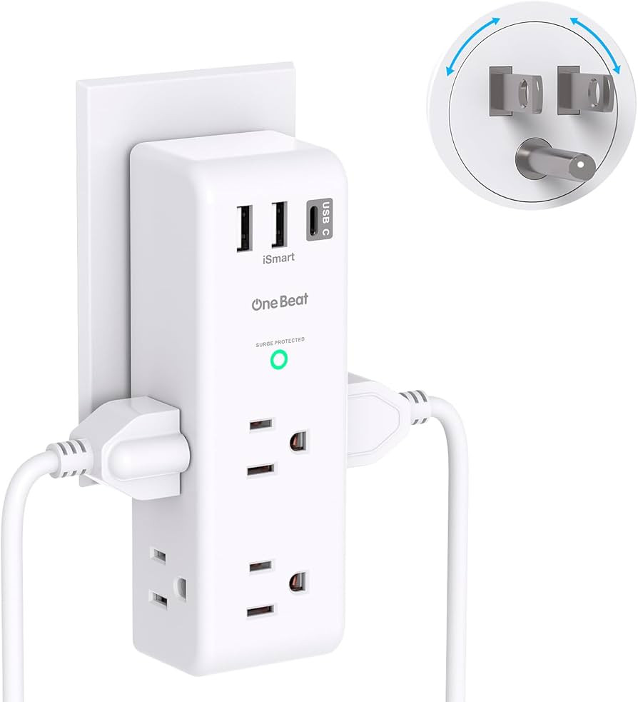Surge Protector Outlet Extender - with Rotating Plug, 6 AC Multi Plug Outlet with 3 USB Ports (1 ... | Amazon (US)