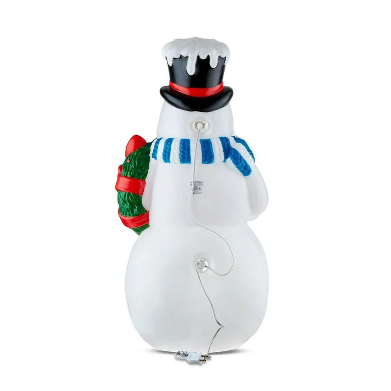 Lighted Plastic Blow Mold Snowman Christmas Decoration, 32 in, Multi-Color, by Holiday Time | Walmart (US)